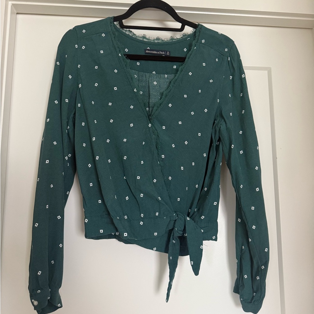Abercrombie & Fitch Green Wrap Blouse